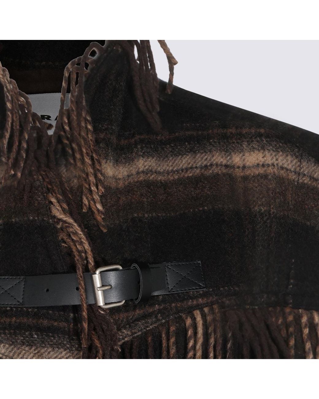 Isabel Marant Black Isabel Marant Étoile Checked Fringed Cape