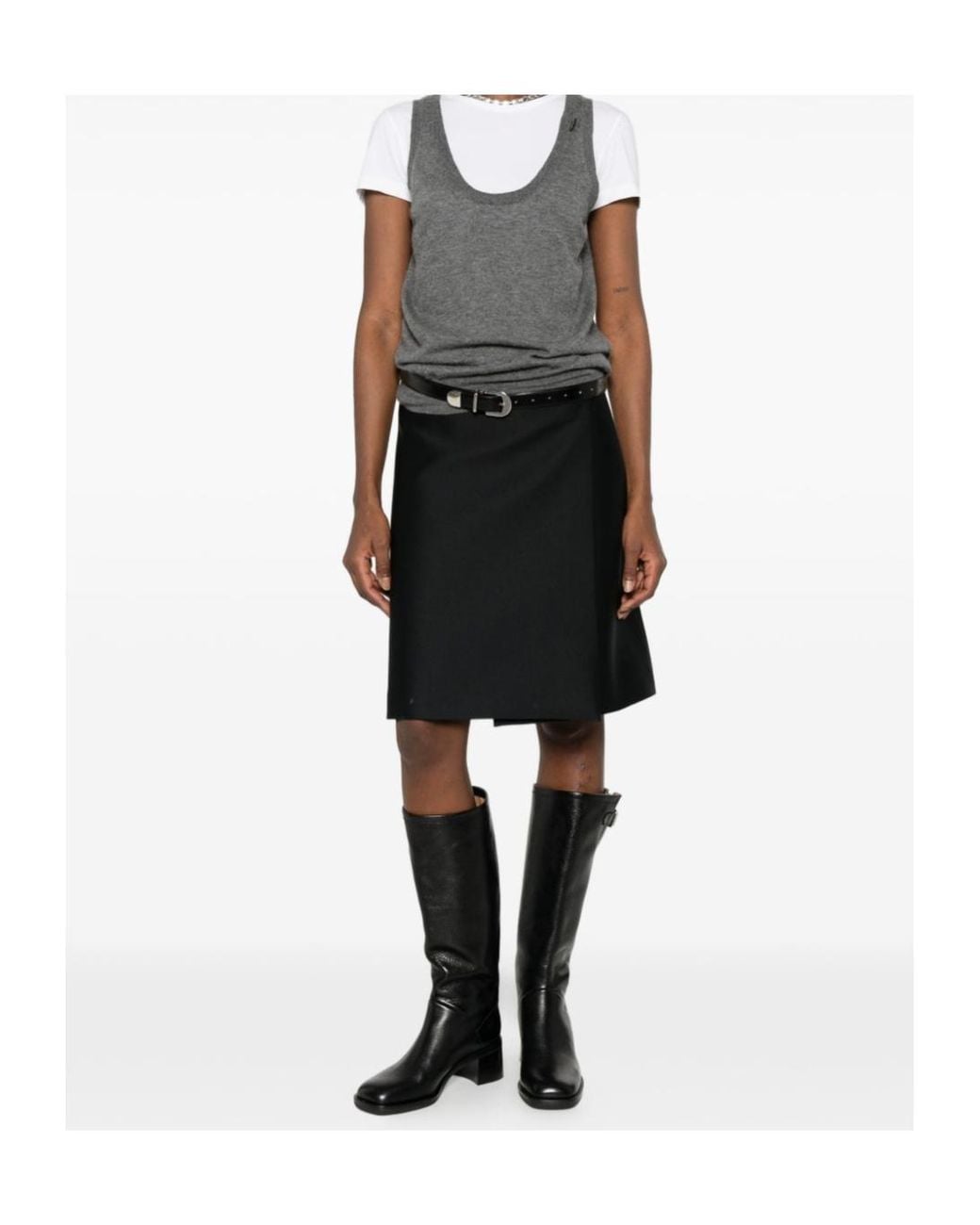 Prada Gray Ribbed Knitted Tank Top