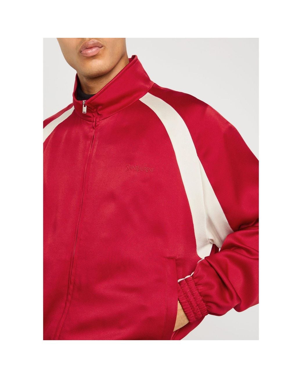 Saint Laurent Red Satin-Crepe Track Jacket for men