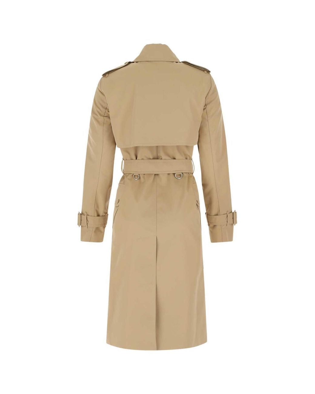 Burberry Natural Long Check Lapel Gabardine Trench Coat