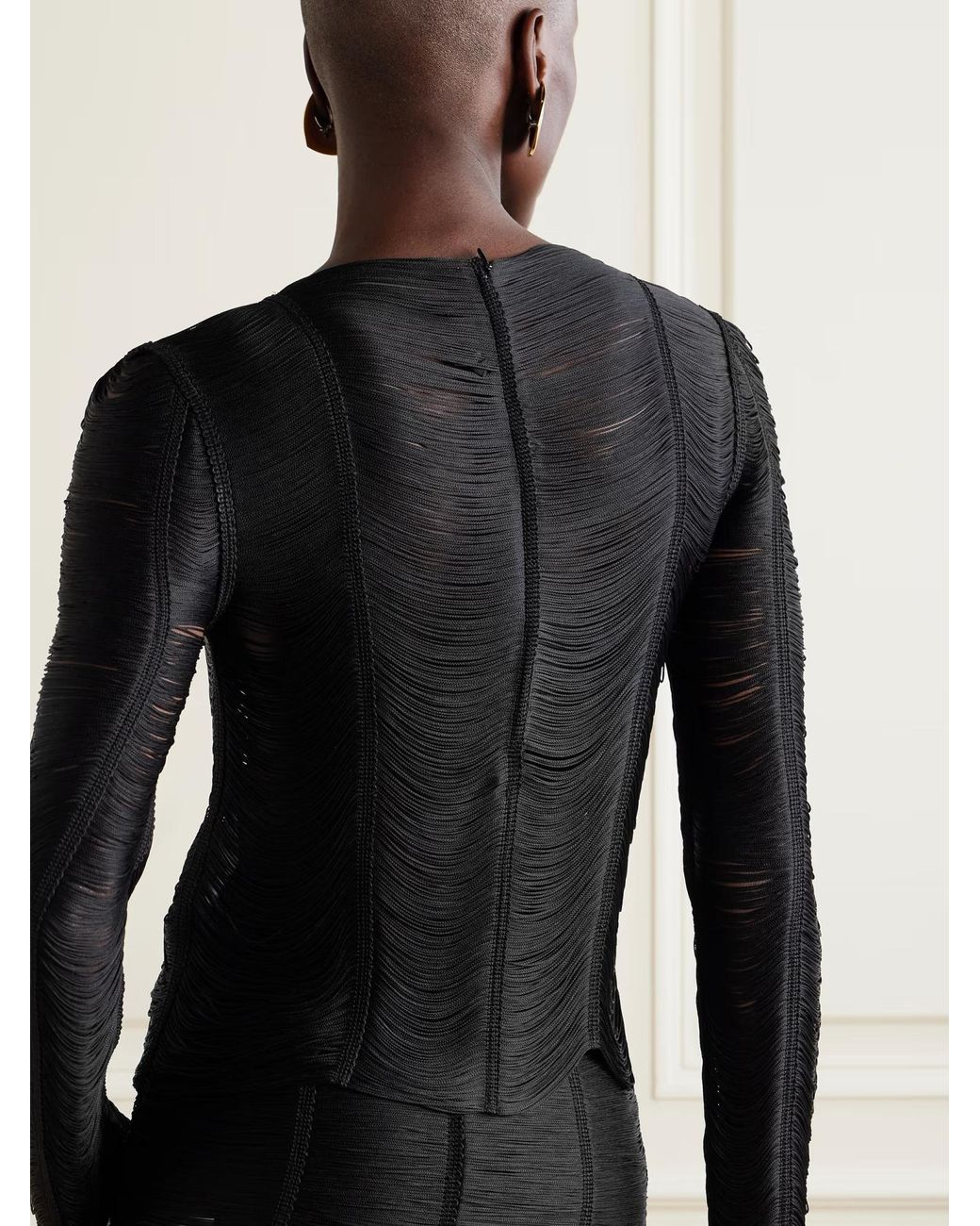 Tom Ford Black Open-Knit Blouse