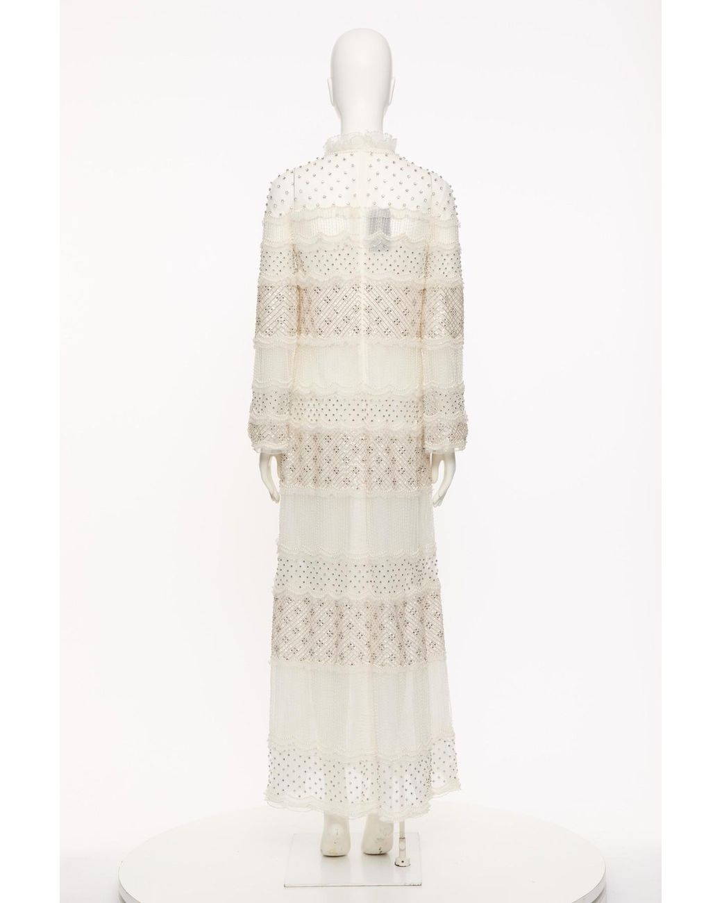 Valentino White Ruffled Embellished Dress