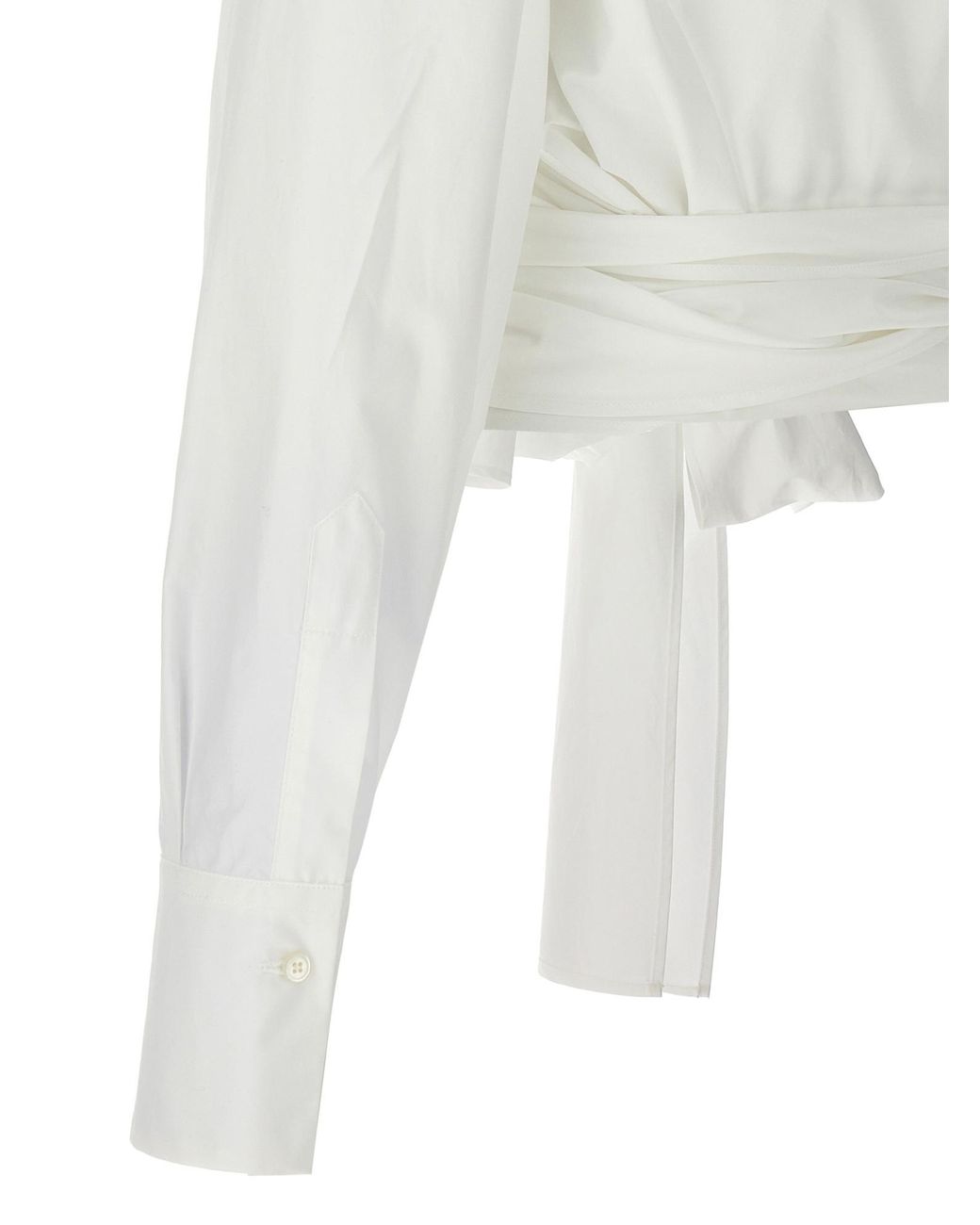 Fabiana Filippi White Wrap-Designed Long-Sleeved Shirt