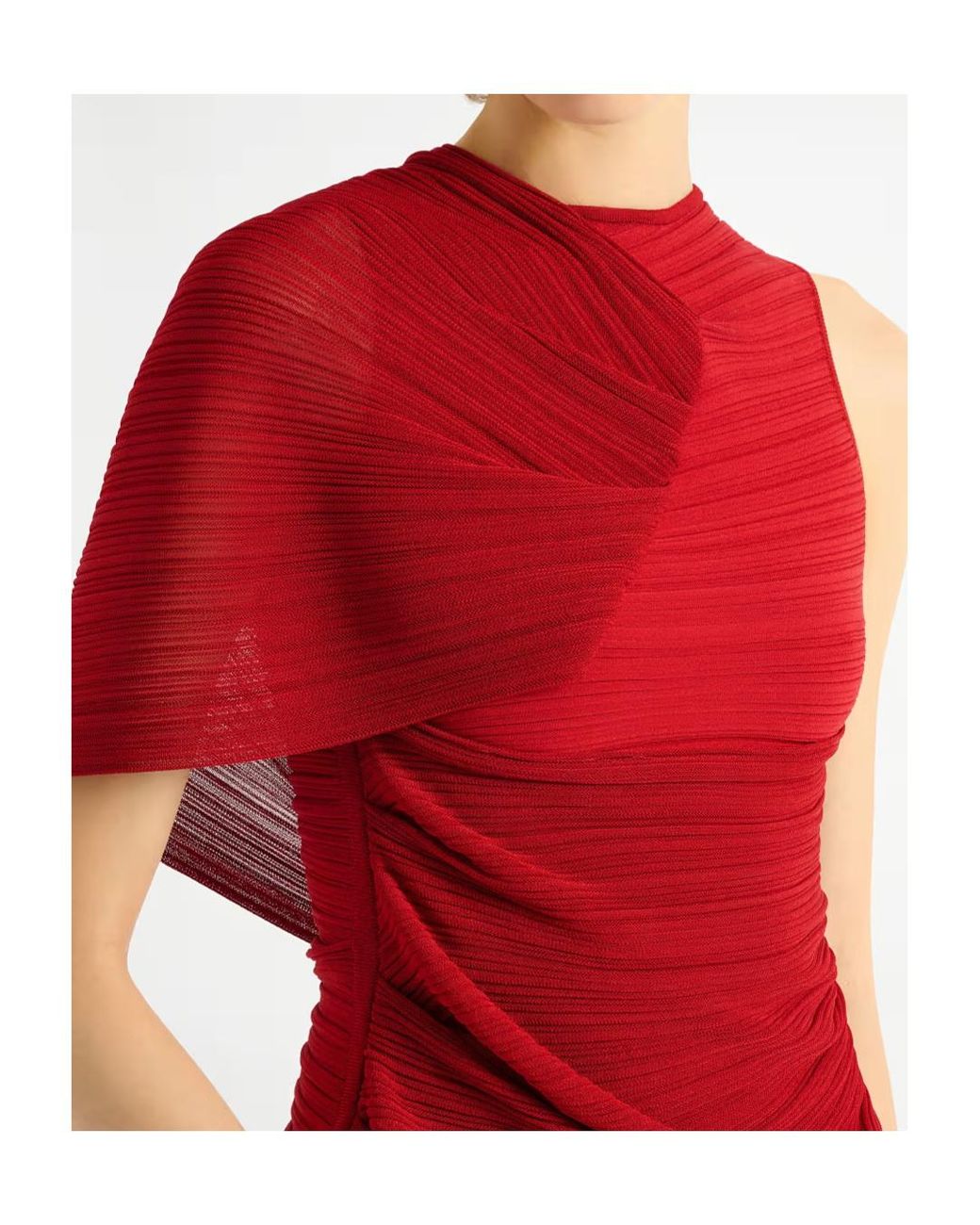 Balmain Red Ruched Asymmetrical Top