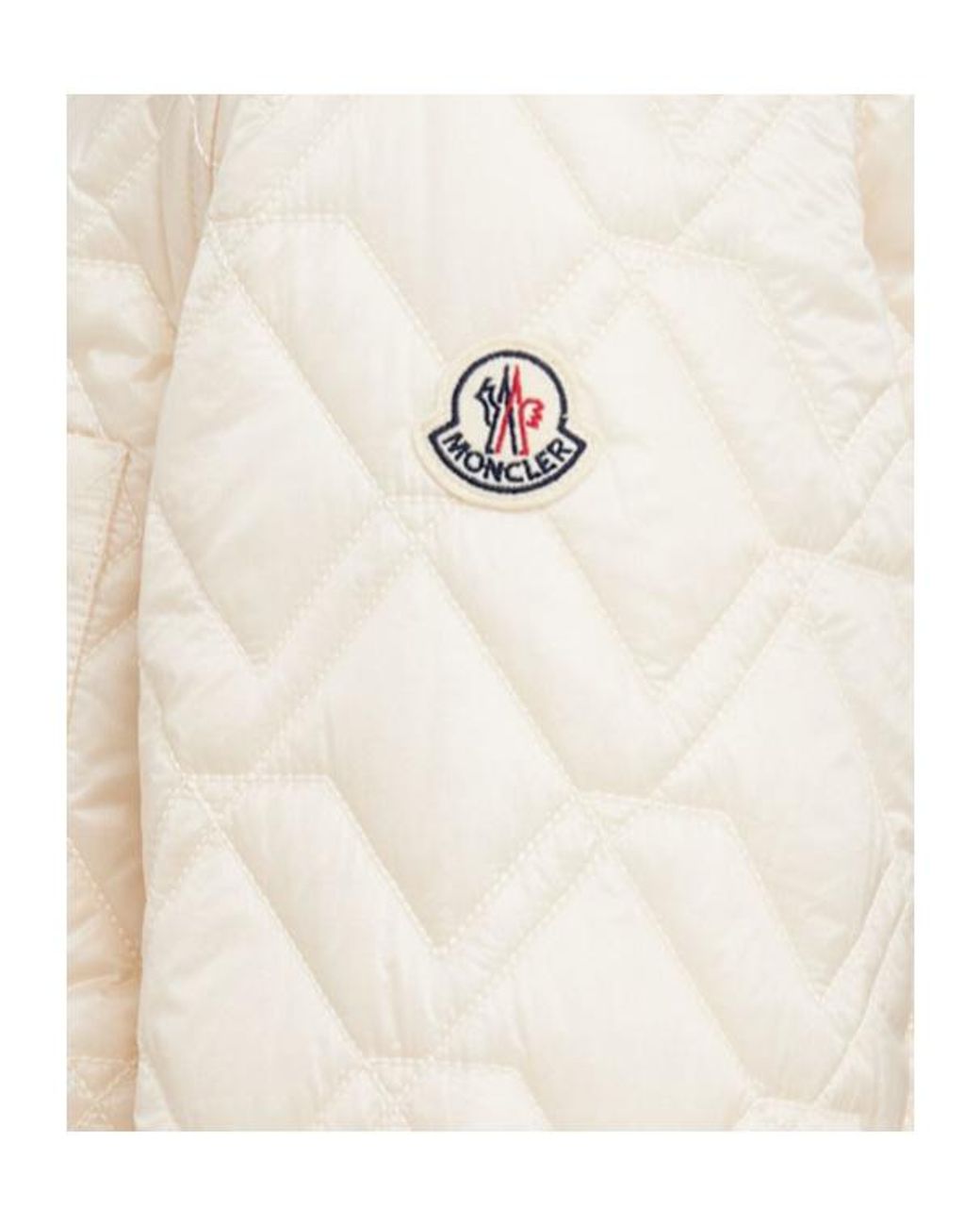 Moncler White Diamond Quilted Padded Shirt Jacket