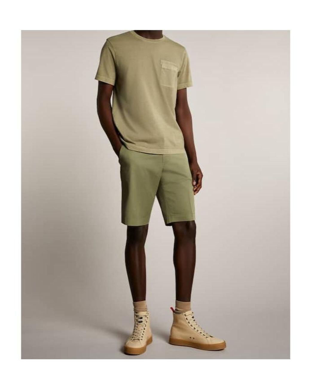 Fay Green Pocket Crew Neck T-Shirt for men