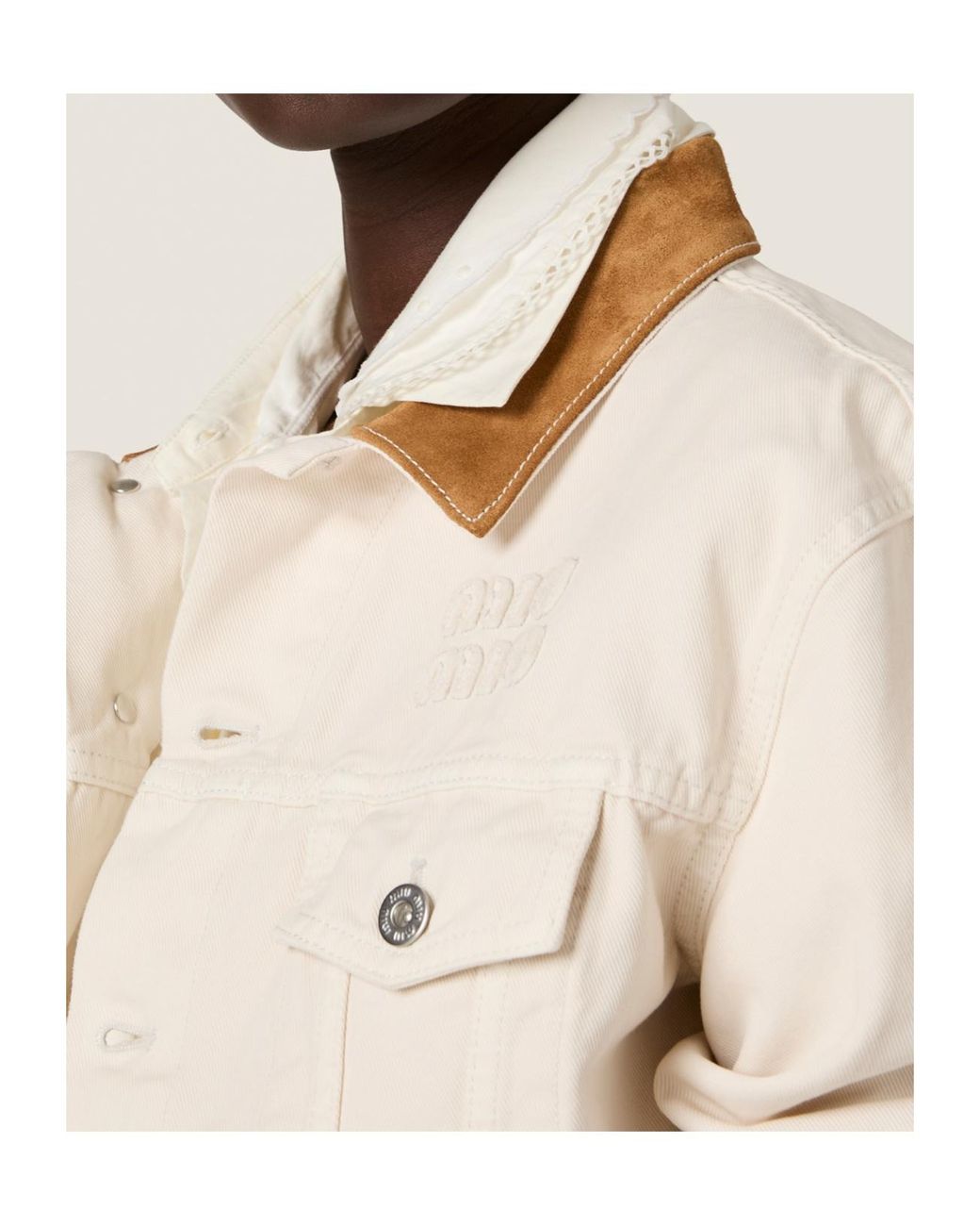 Miu Miu White Cropped Denim Jacket