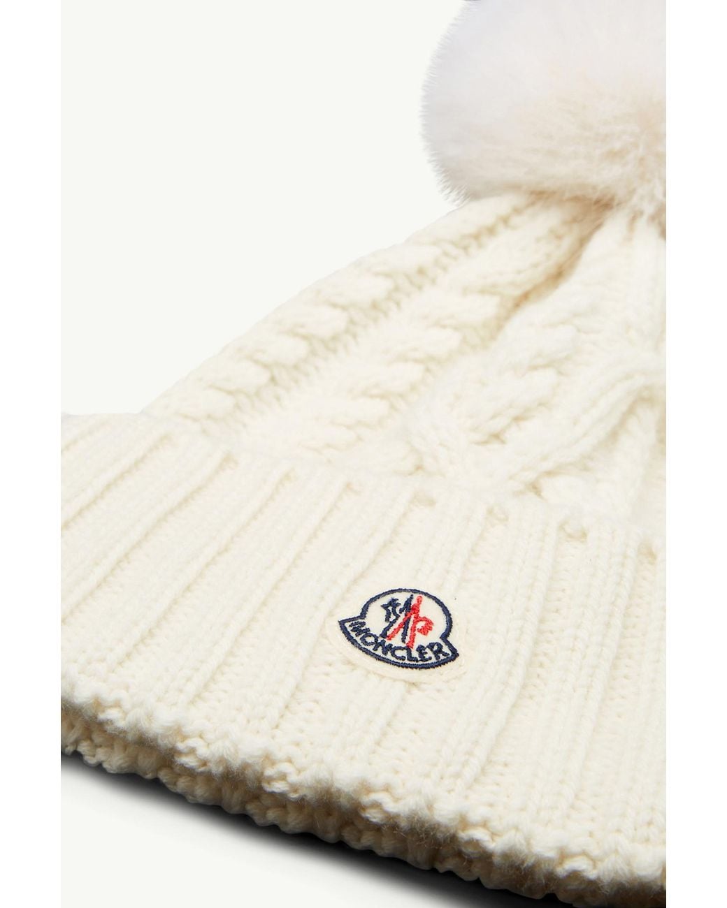 Moncler White Wool And Cashmere Blend Hat With Pom Pom