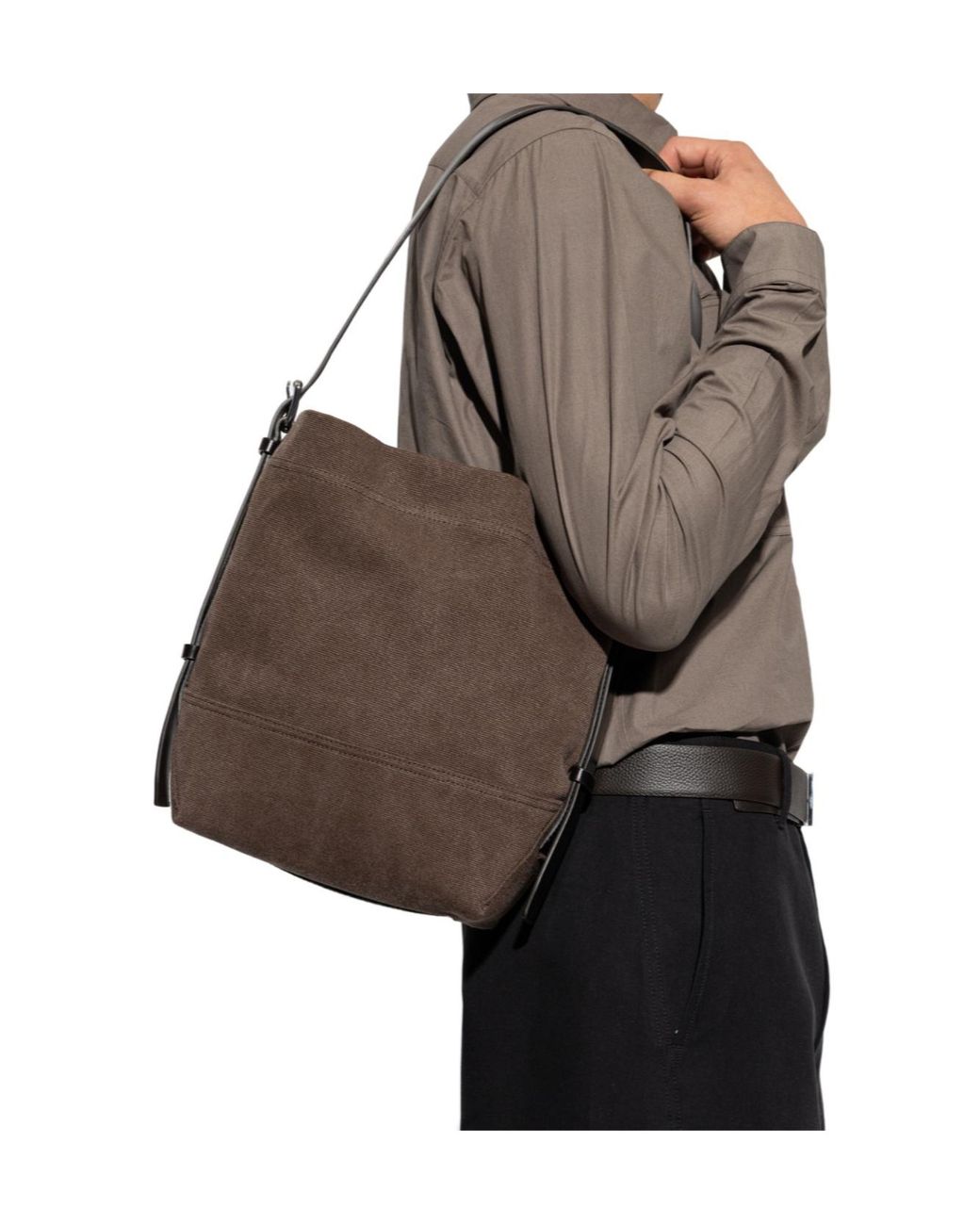 Lemaire Brown Small Belted Tote Bag for men