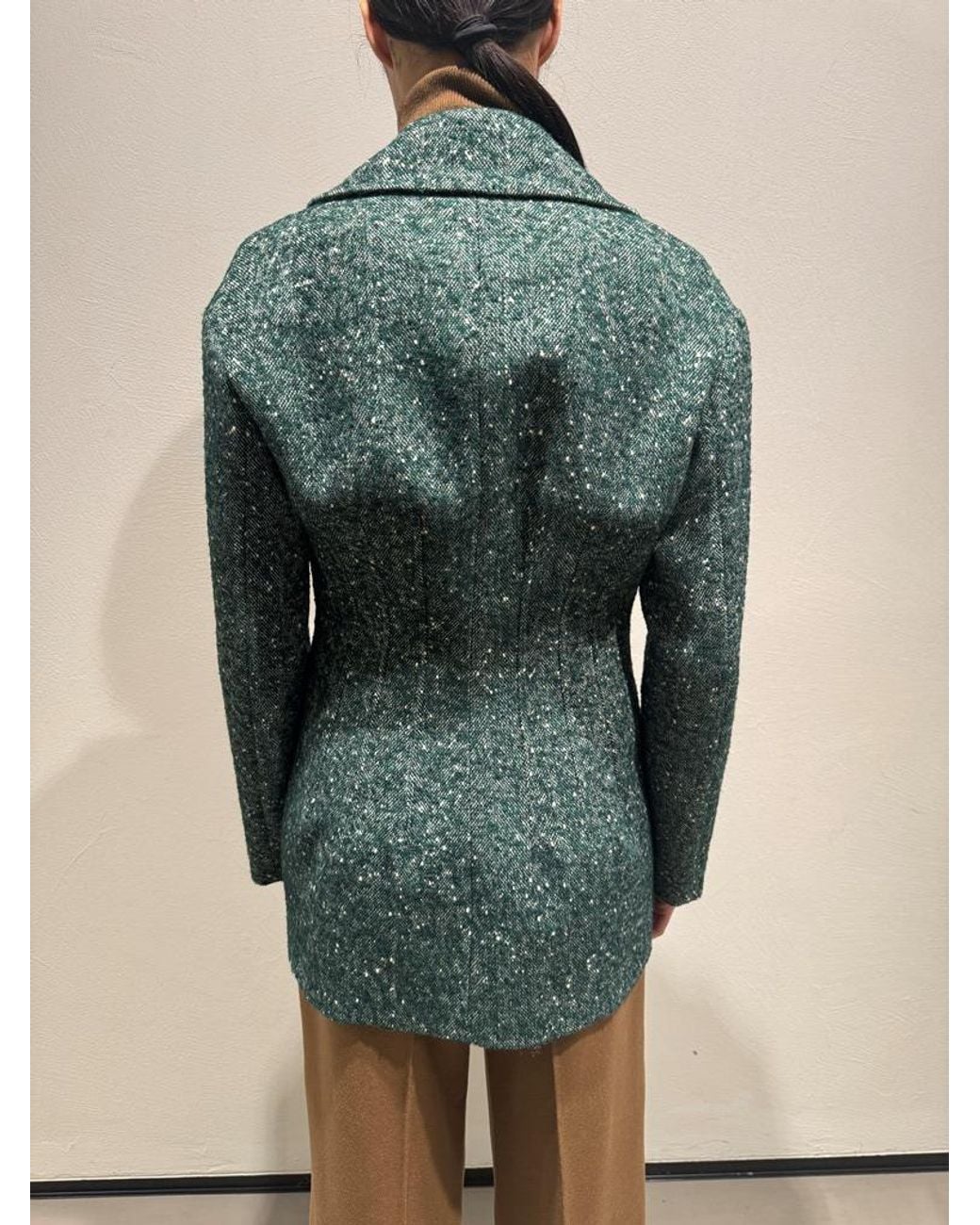 Max Mara Green Long-Sleeved Casual Jacket