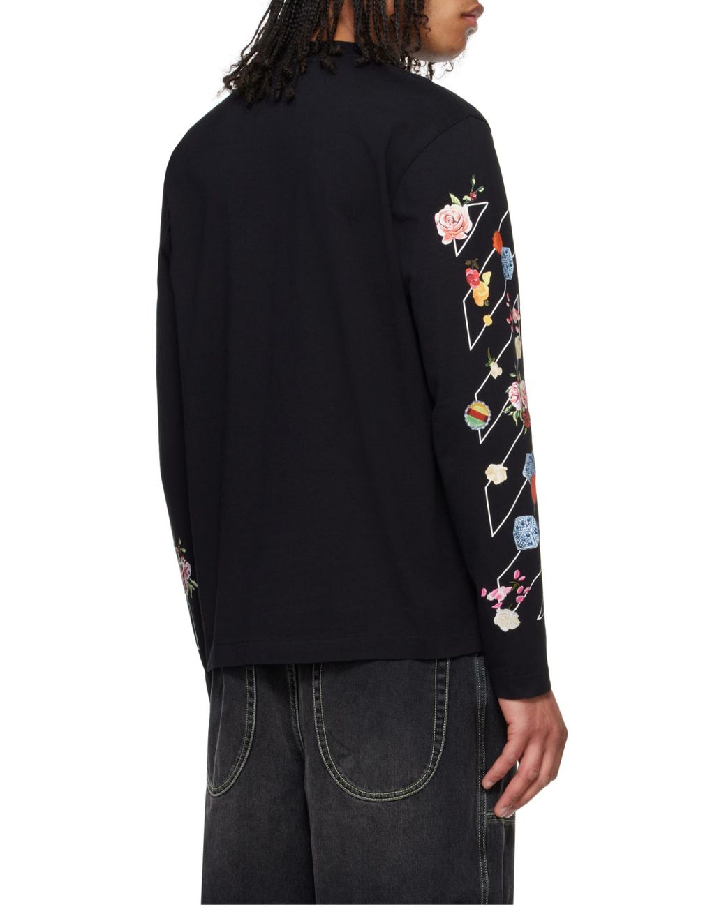 Off-White c/o Virgil Abloh Black Diag-Stripe Crewneck T-Shirt for men