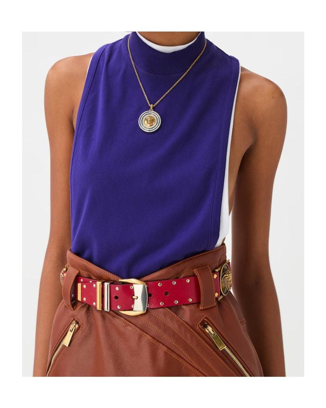 Versace Purple Open-Back Sleeveless Top