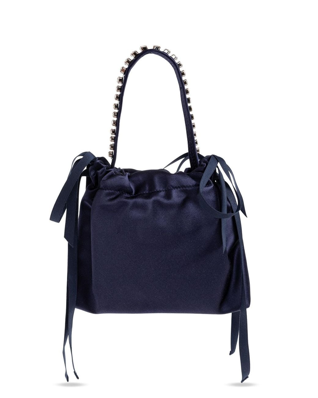 Jimmy Choo Blue Drawstring Satin Mini Shoulder Bag