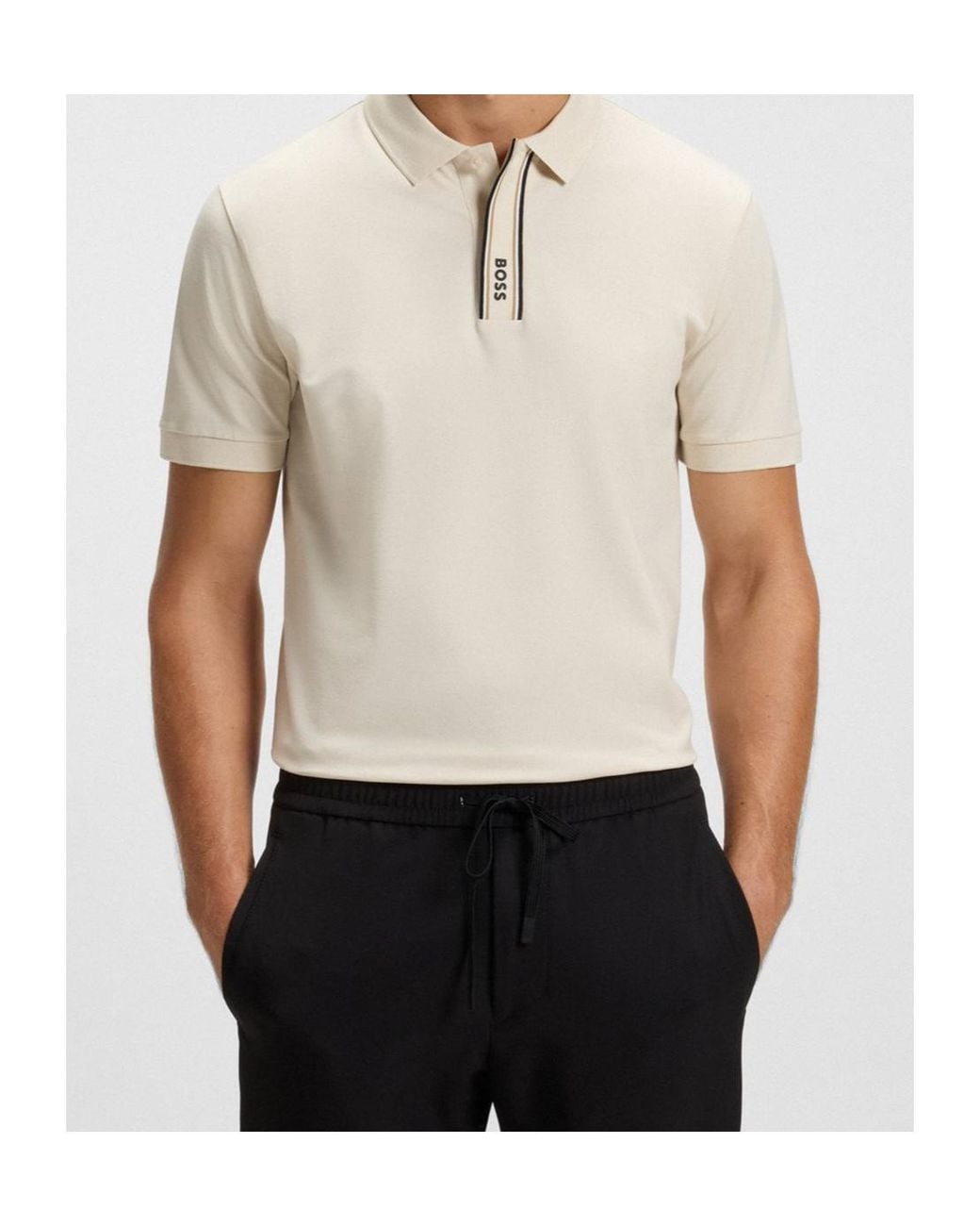 Boss White Boss Logo Trim Short-Sleeve Polo Shirt for men