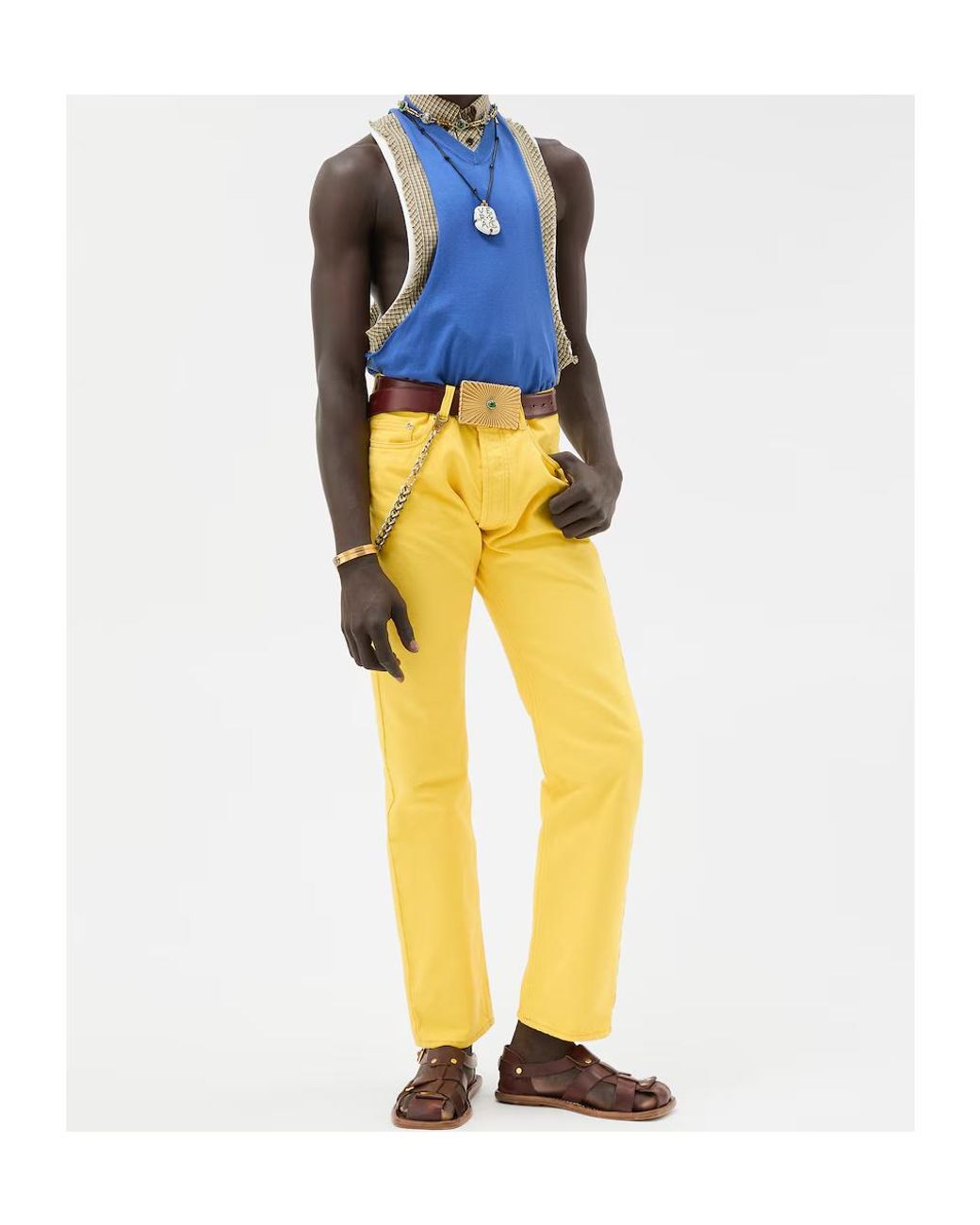 Versace Yellow Straight-Leg Medusa Jeans for men