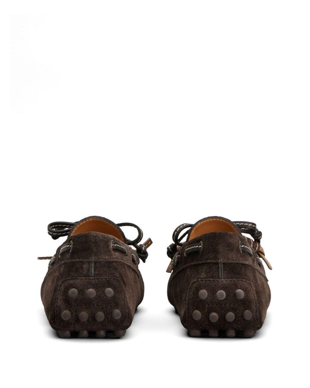 Tod's Brown Gommino Bow Flat Shoes