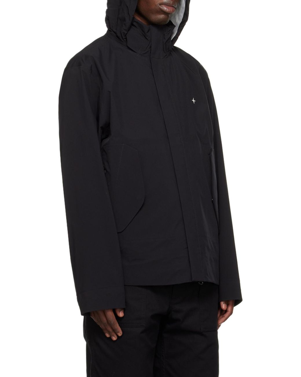 Stone Island Black High-Neck Zip-Up Jacket for men