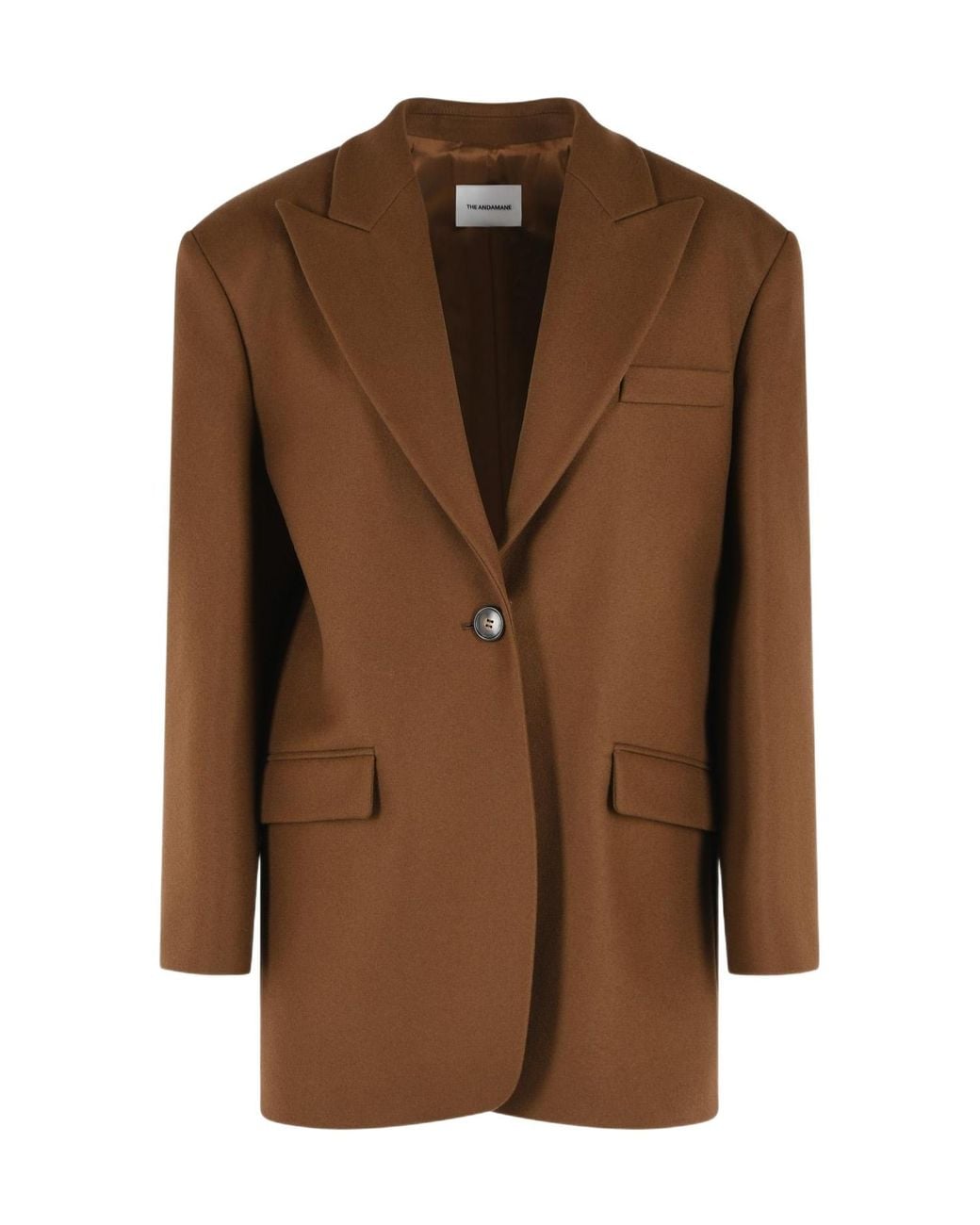 ANDAMANE Brown 'Teresa' Oversize Virgin Wool Blazer