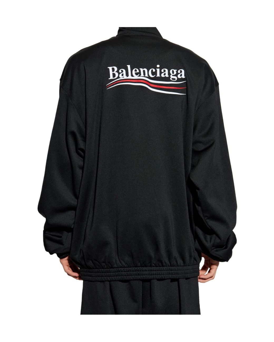 Balenciaga Black Logo Printed Zip-Up Jacket for men