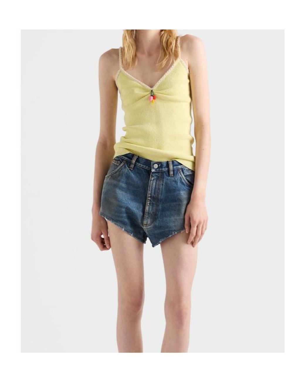 Prada Yellow Cotton Bouclé Top