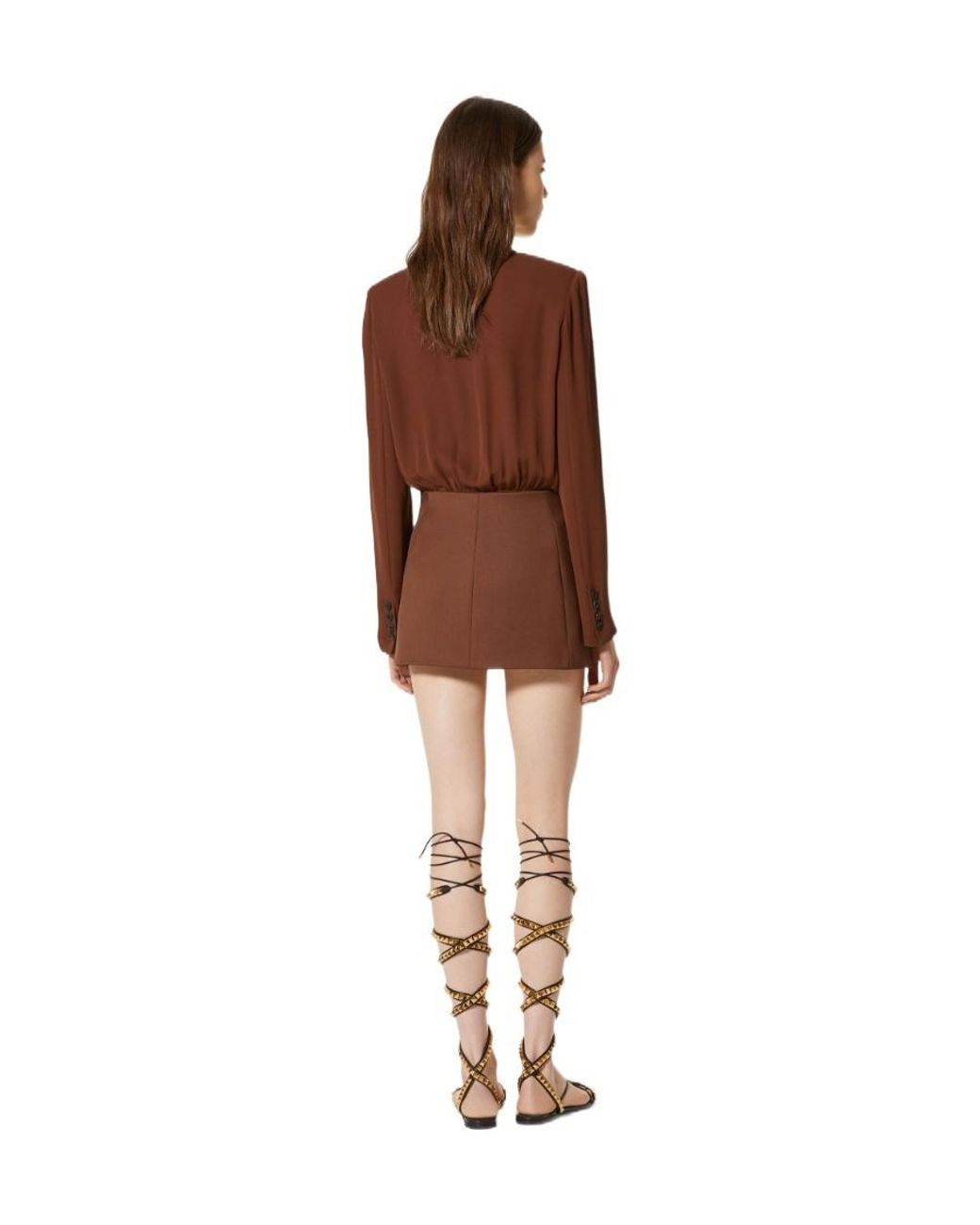 Valentino Brown Logo Double-Breasted Blazer