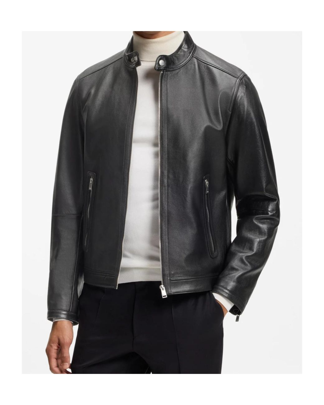 Boss Black Boss Zip-Up Leather Jacket for men