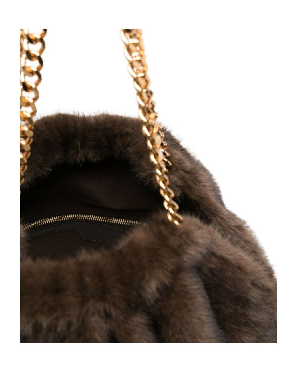 Stella McCartney Black Medium Falabella Faux-Fur Chain-Link Shoulder Bag