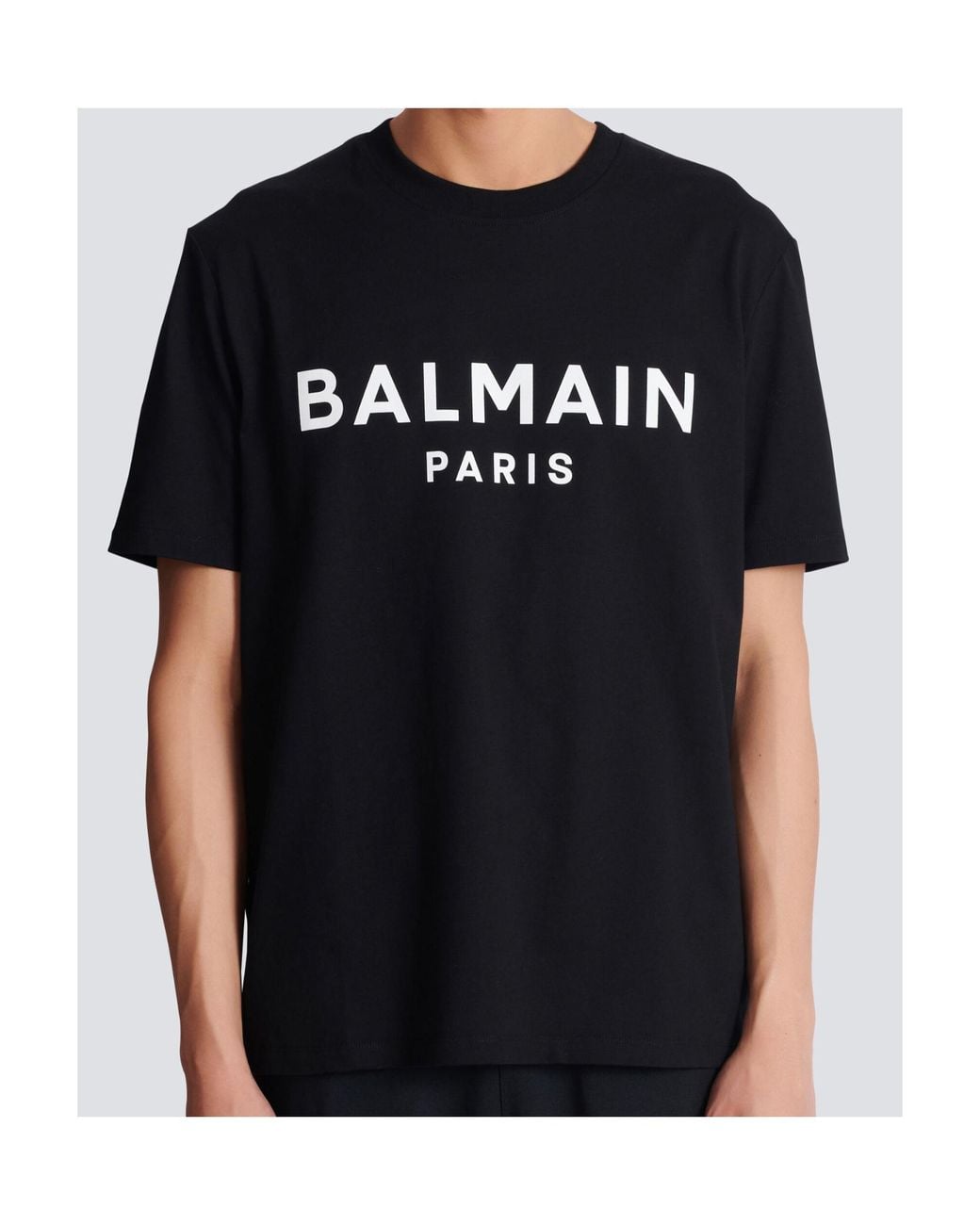 Balmain Black Paris Print T-Shirt for men