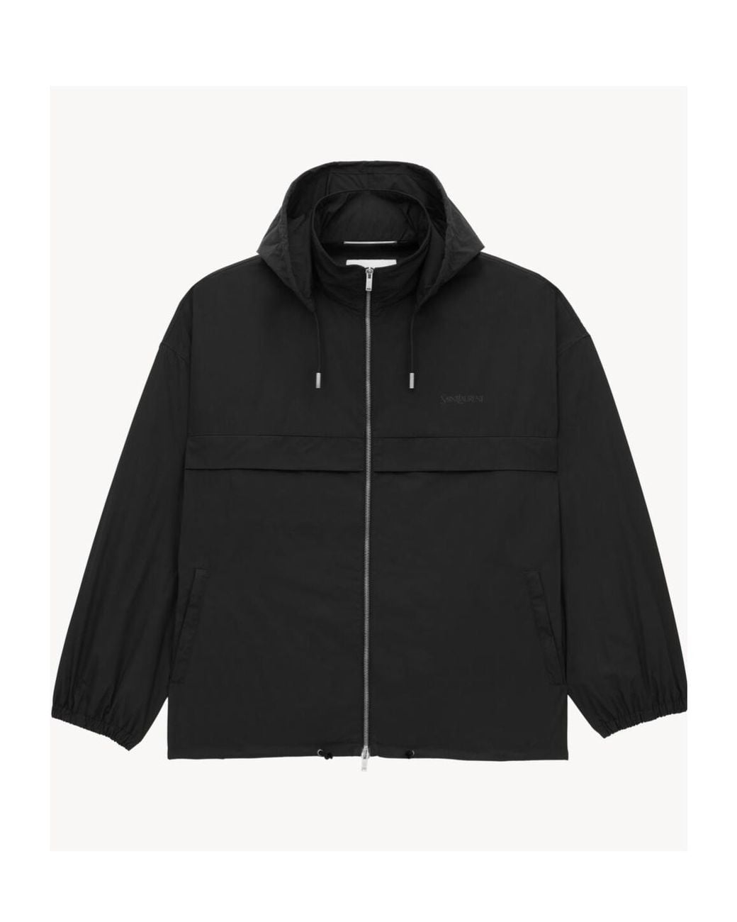 Saint Laurent Black Logo Embroidered Zip-Up Jacket for men