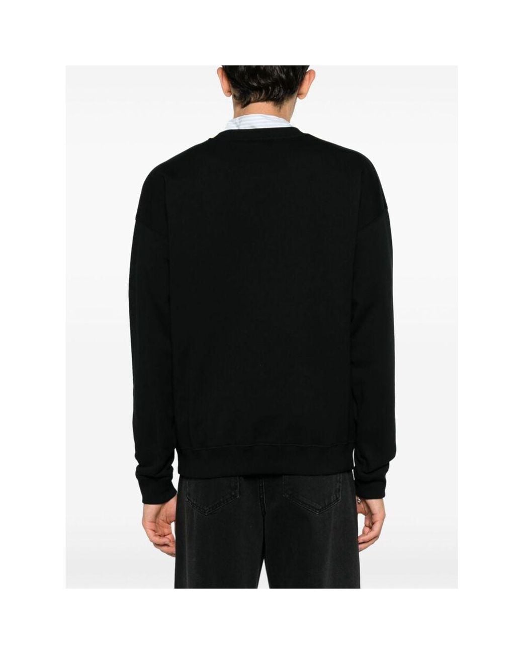 Versace Black Logo-Print Cotton Sweatshirt for men