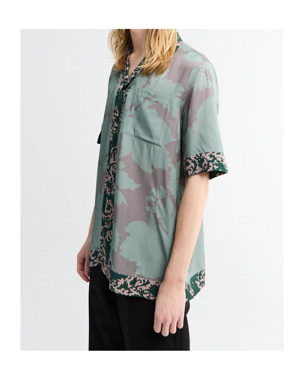 Dries Van Noten Blue Satin Shirt for men