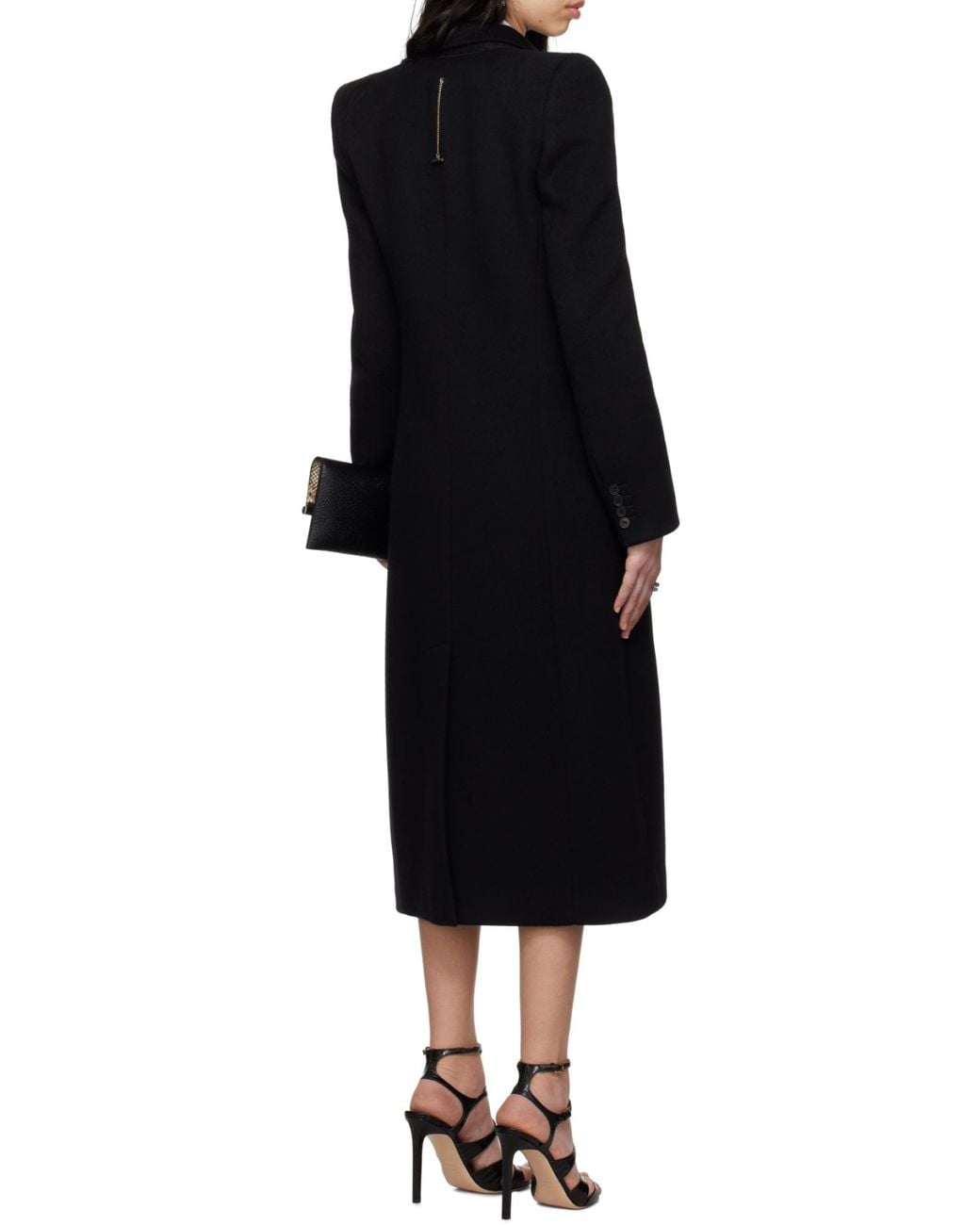 McQueen Black Stacked Shoulder Tailored Coat