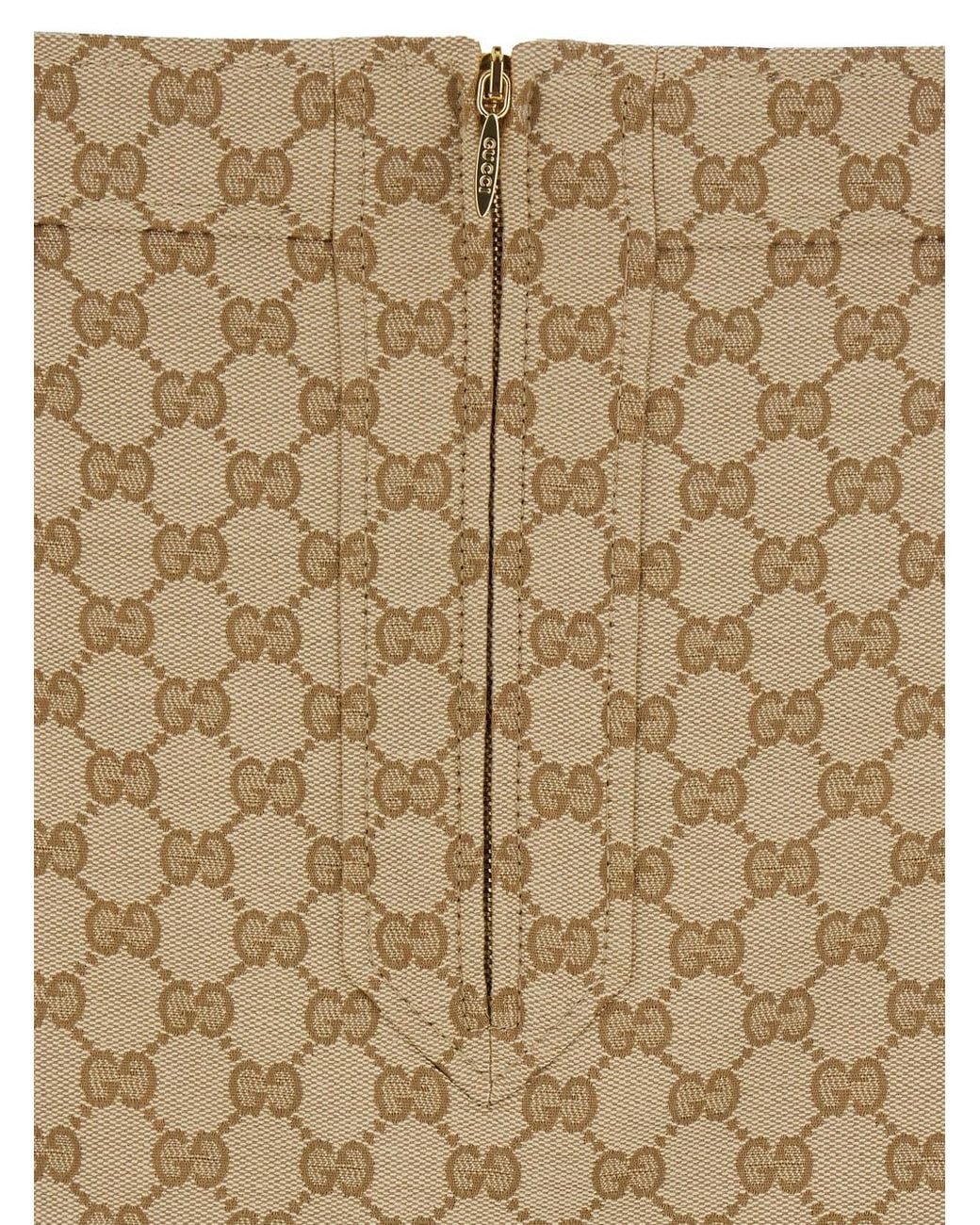 Gucci Line Design Gucci Skirt With Flared Design in Natural | Lyst UK