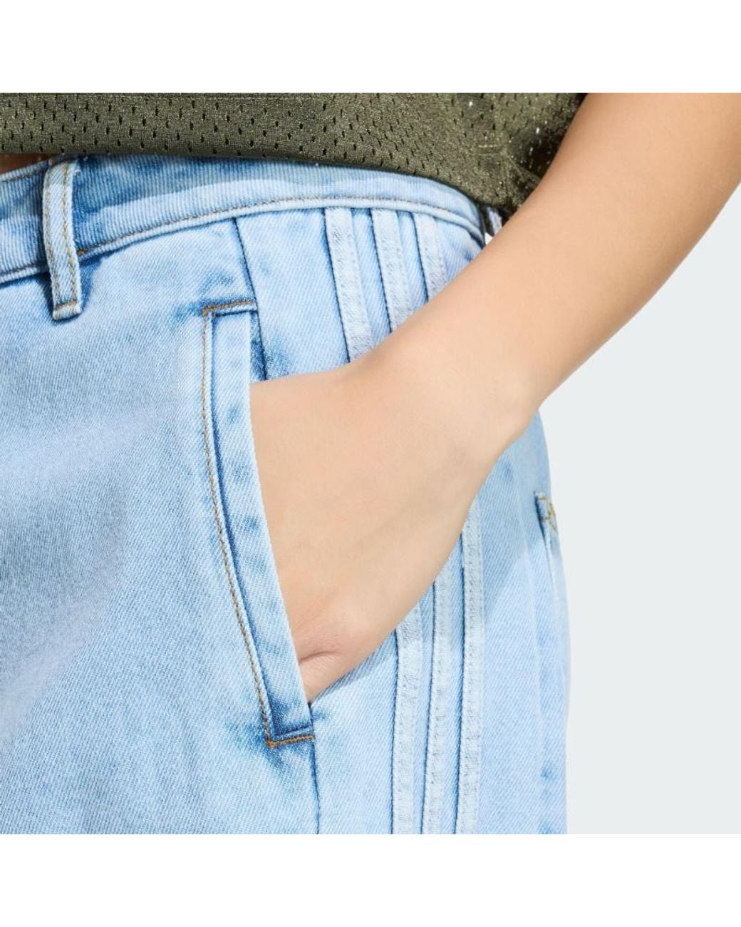 Adidas Originals Blue Side Stripe Wide-Leg Jeans