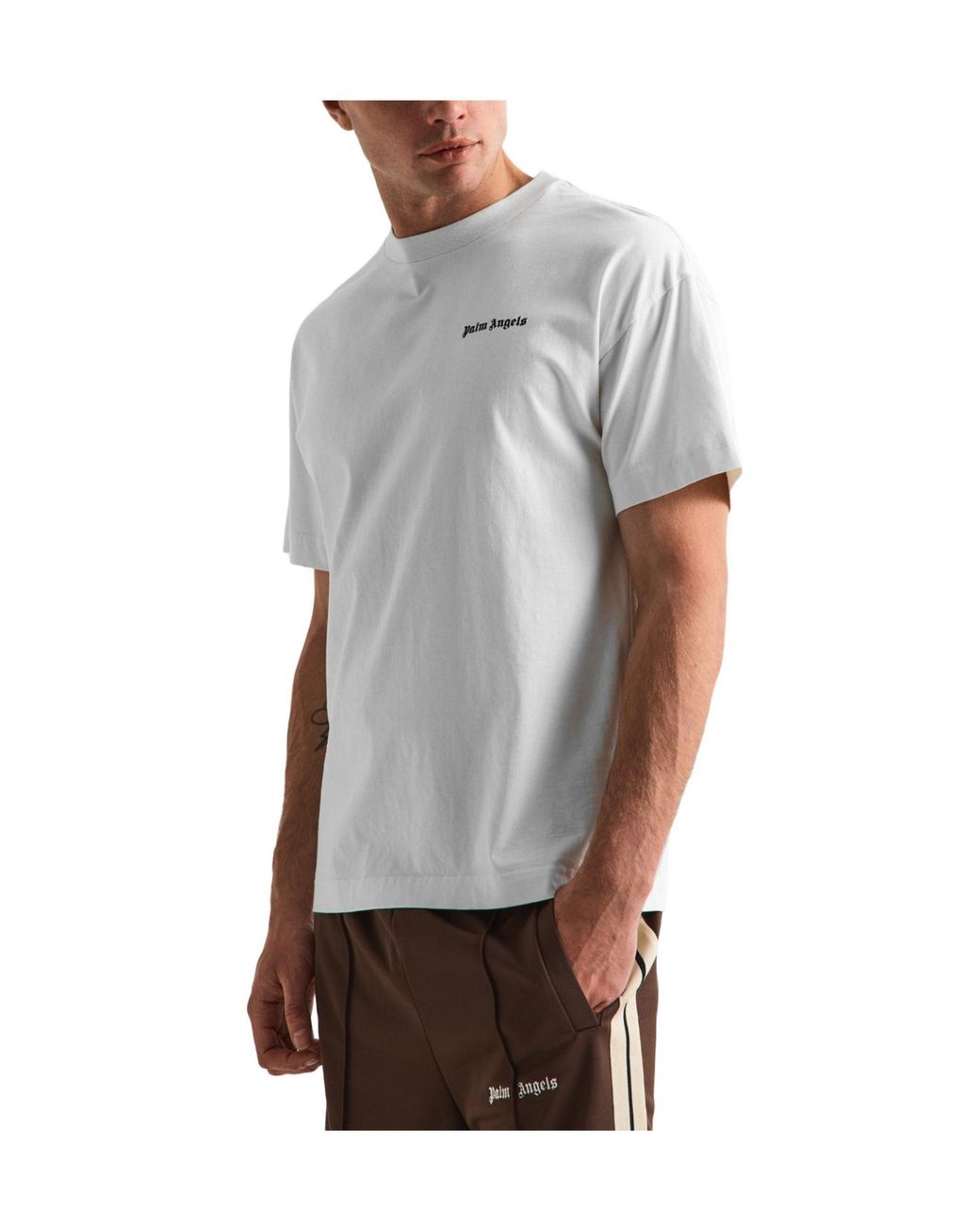 Palm Angels White Small Logo T-Shirt for men
