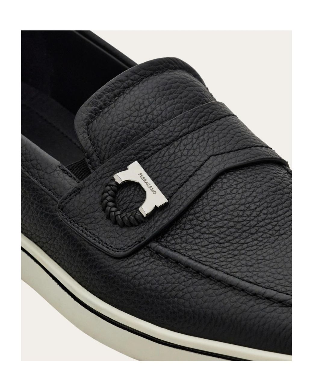 Ferragamo Black Ferragamo Gancini Boat Loafers for men