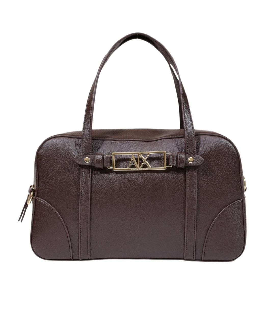 ARMANI EXCHANGE Brown Logo-Plaque Leather Tote Bag