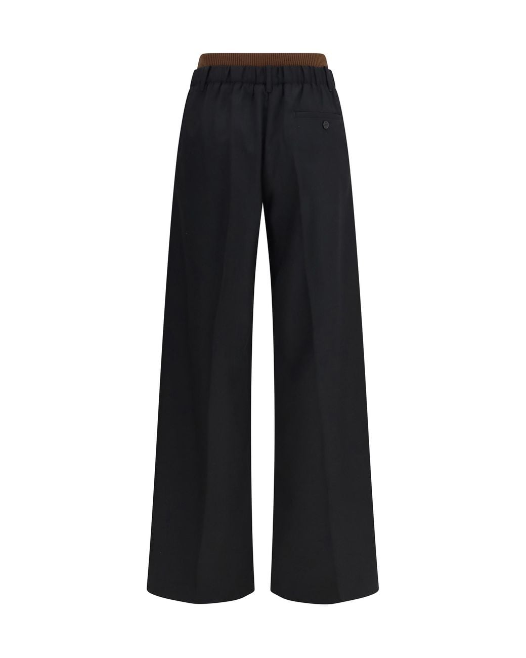 Loewe Black Wide-Leg Pants With Ribbed Waistband