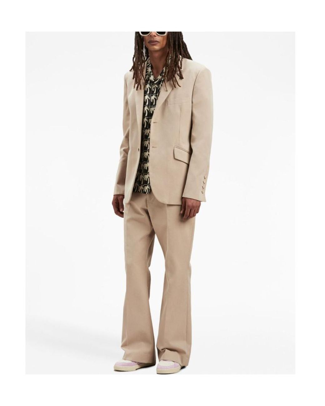Palm Angels Natural Mid-Rise Flared Pants for men