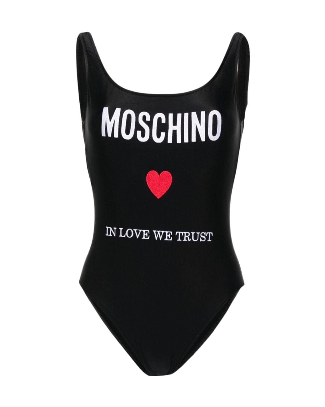 Moschino Black One-Piece Swimsuit With Embroidery