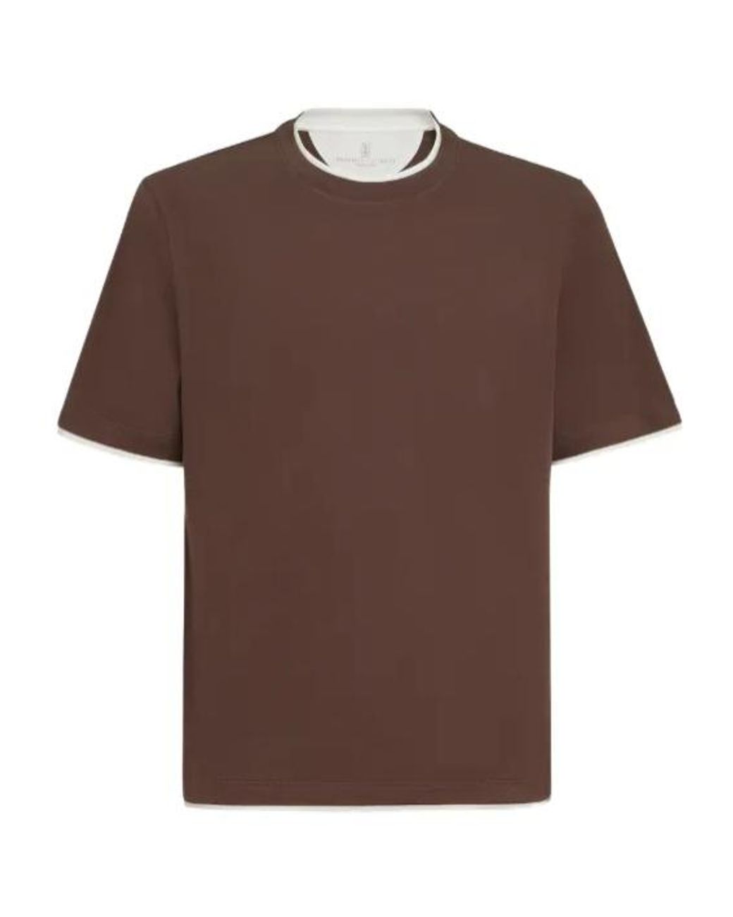 Brunello Cucinelli Red Short Sleeved Crewneck T-Shirt for men