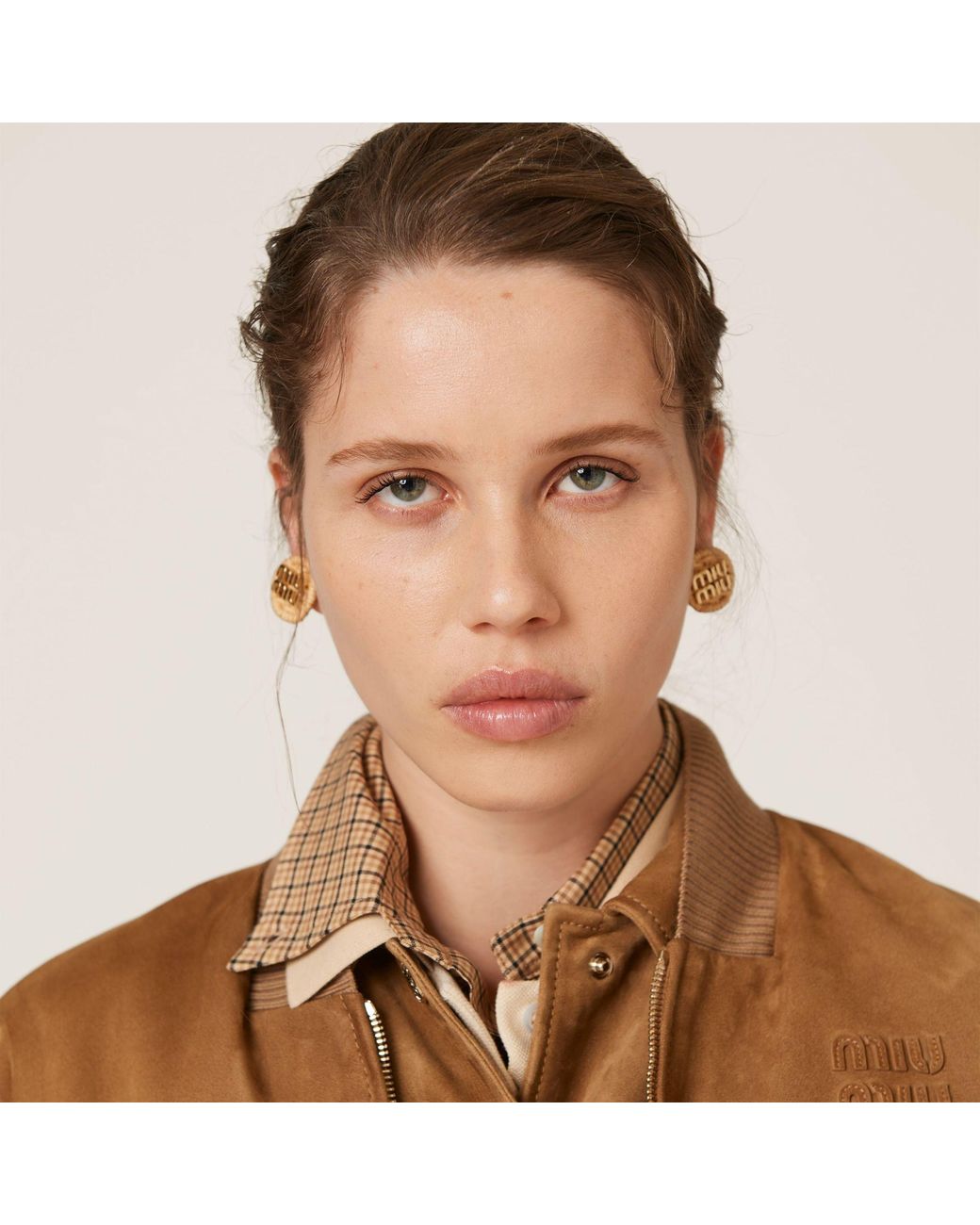 Miu Miu Brown Long-Sleeved Zipped Jacket