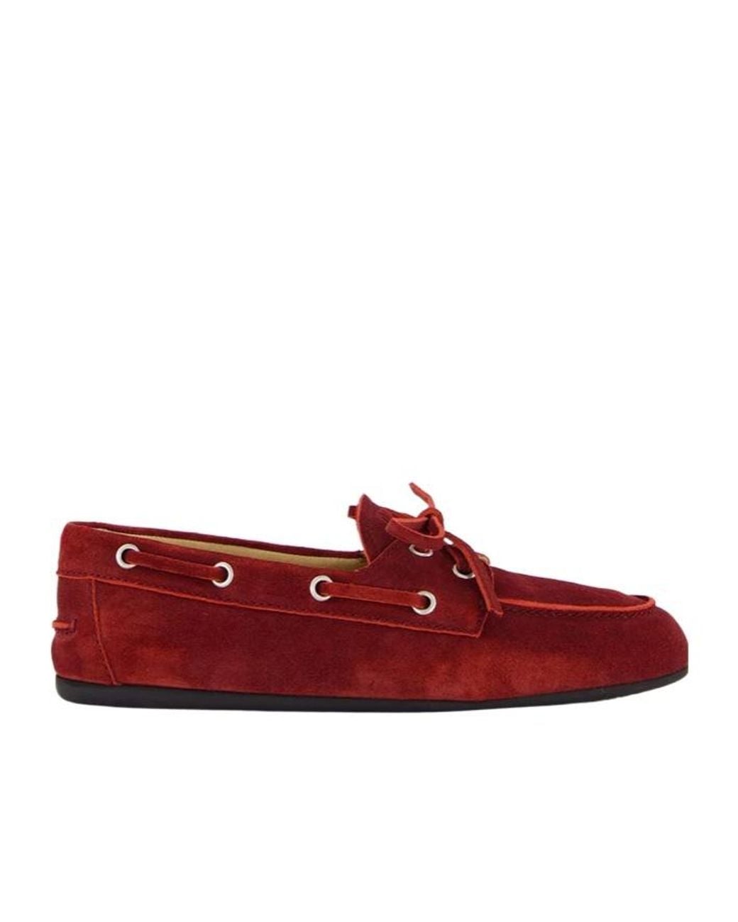 Miu Miu Red Round-Toe Moccasins