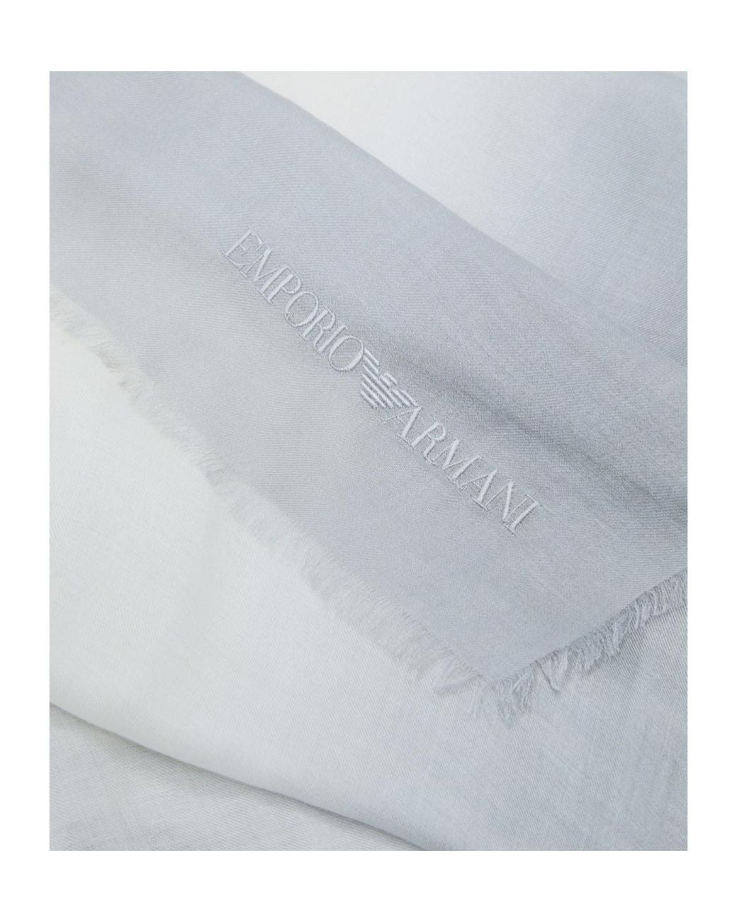 Emporio Armani Blue Logo Fringe Shawl