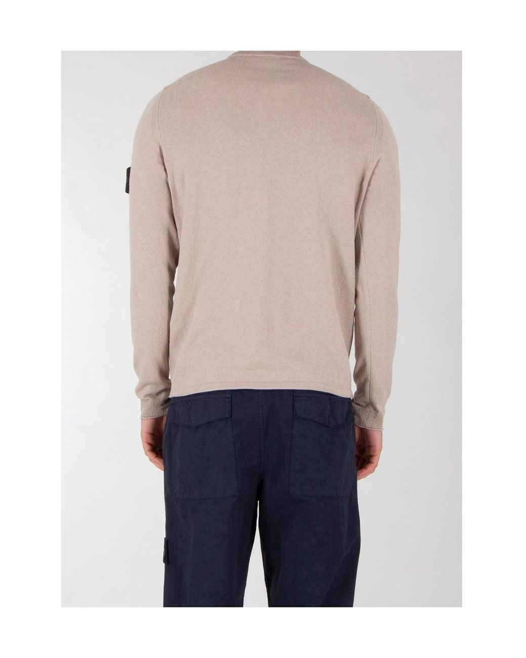Stone Island Blue Logo-Patch Knitted Sweater for men
