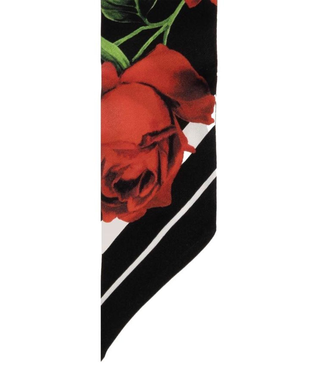 Dolce & Gabbana White Rose-Print Silk Twill Bandeau