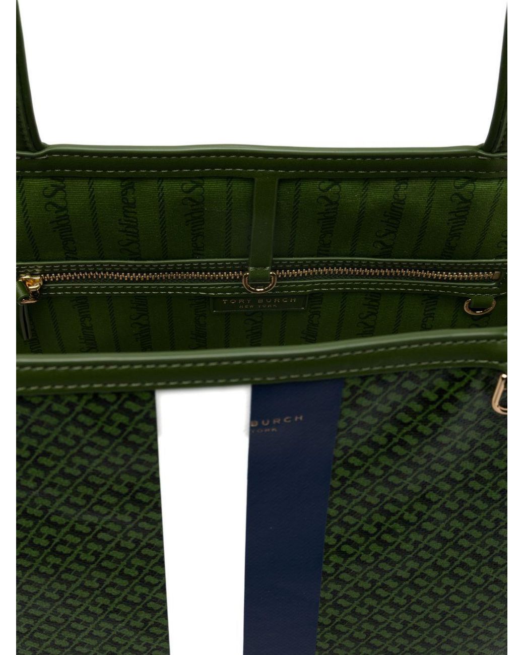 Tory Burch Green The Racer Tote Bag