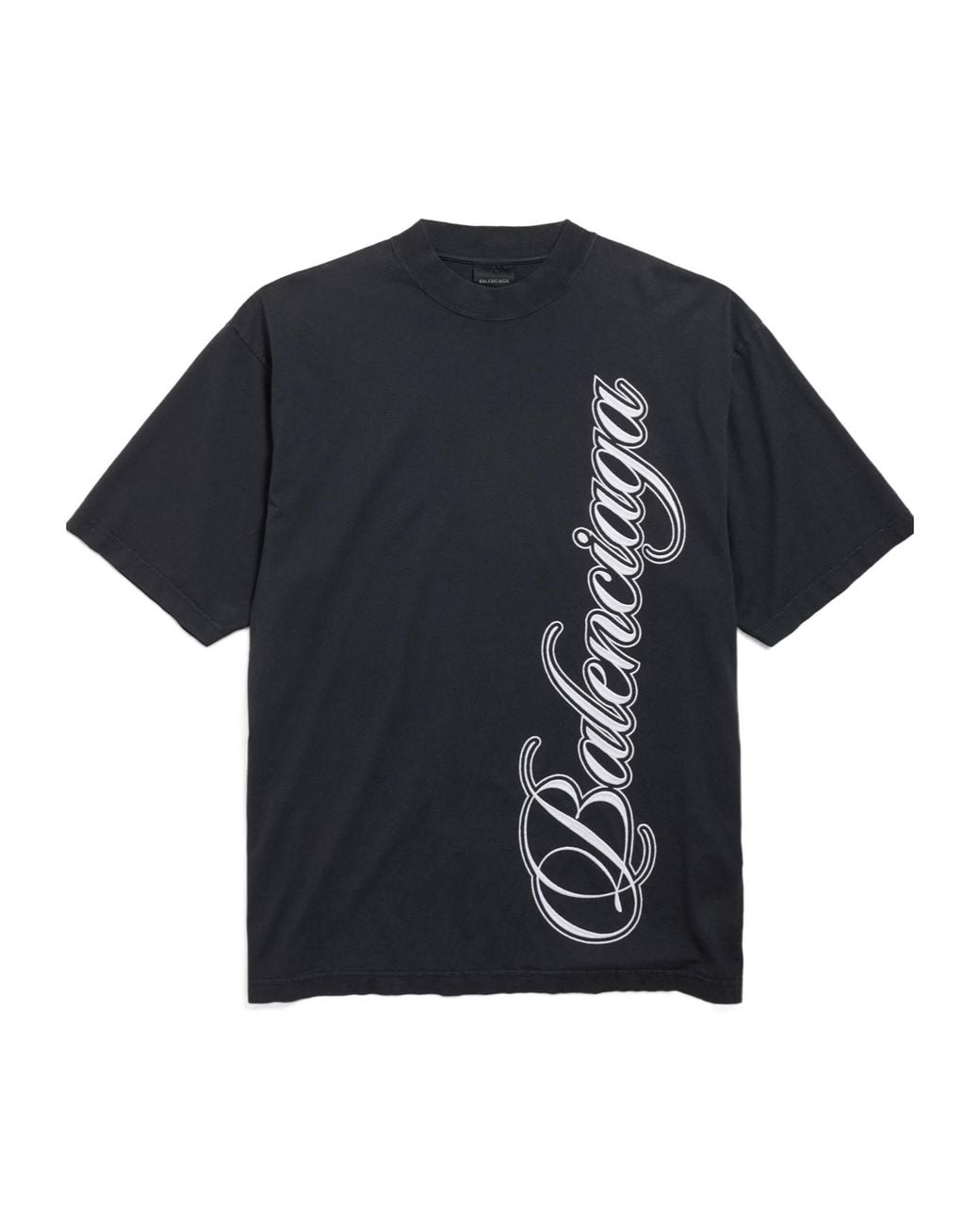 Balenciaga Black Cursive Medium Fit T-Shirt for men