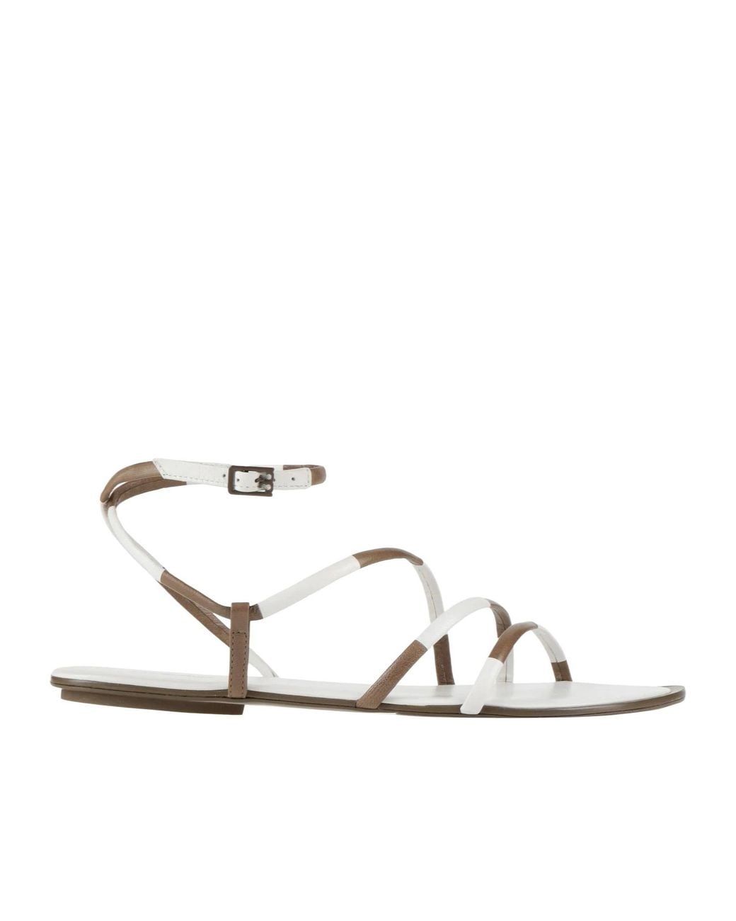 Tory Burch White Two-Tone Leather Sandals