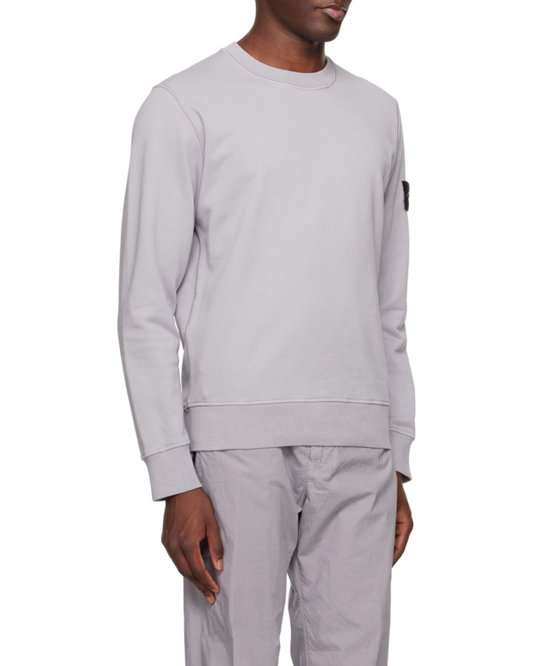 Stone Island Gray Compass Patch Crewneck Sweatshirt for men